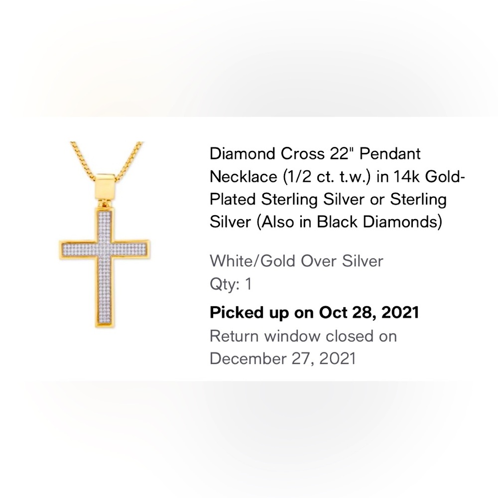 Diamond Cross 22” Pendant Necklace